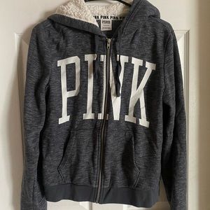 Pink jacket with Sherpa hoodie